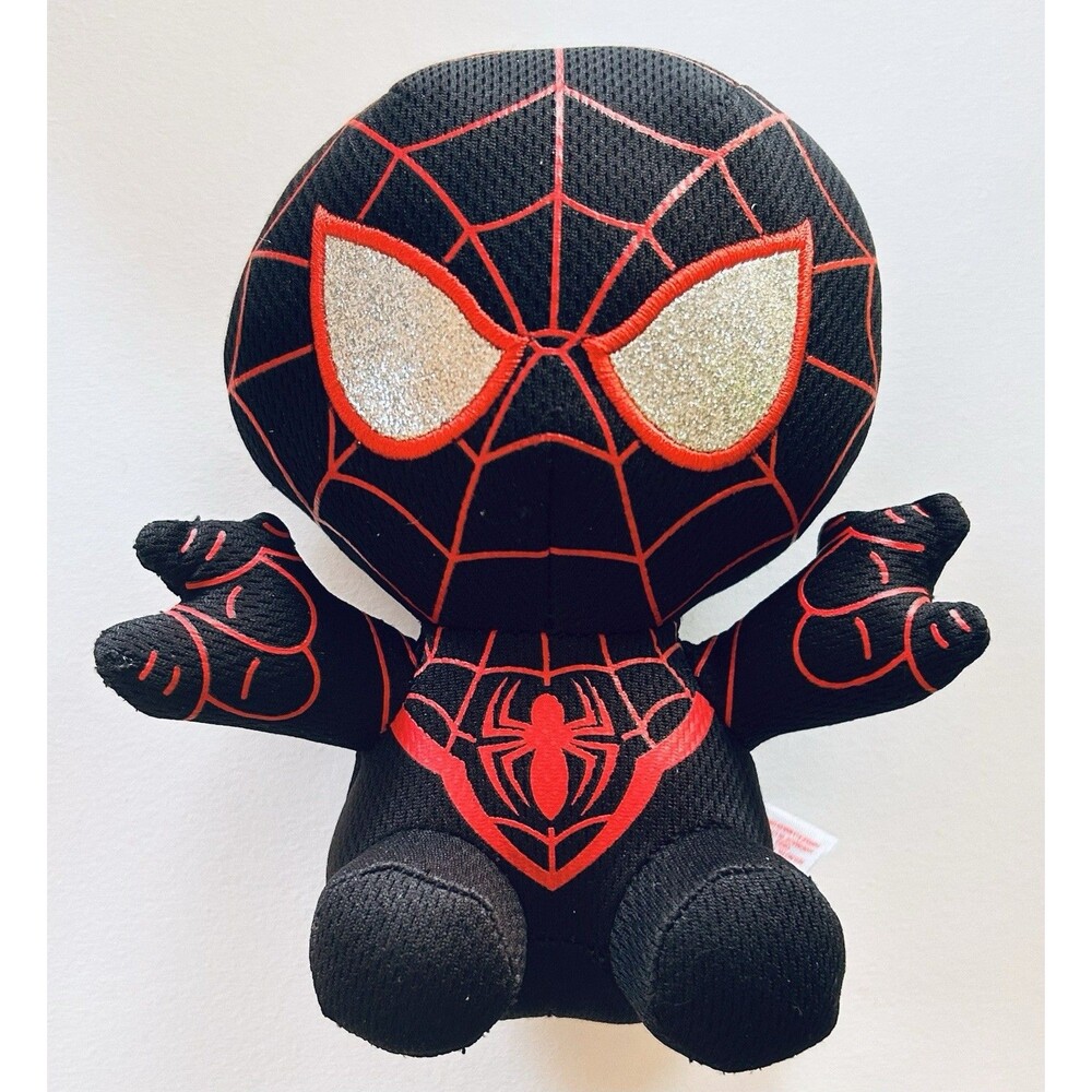 TY Spider-Man Plush 6" Black Red Miles Morales Silver Glittery Eyes